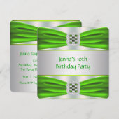 ライムグリーンの誕生日パーティー 招待状 (正面/裏面)
