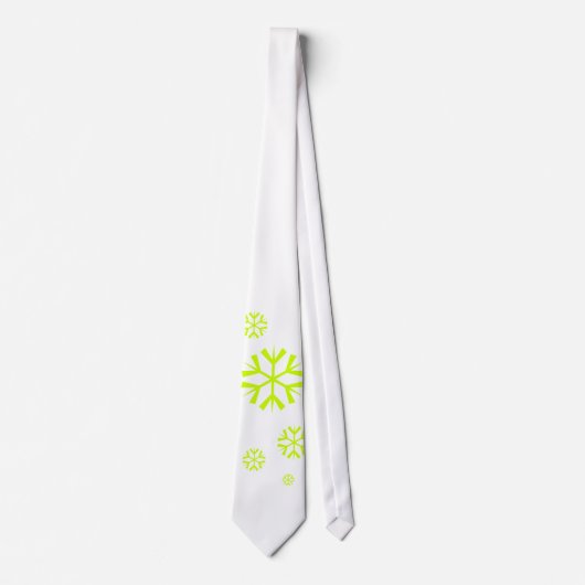ライムグリーンの雪の結晶 ネクタイ (正面)