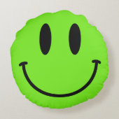 ライムグリーンの顔の円形の装飾用クッション ラウンドクッション (裏面)
