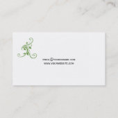 ライムグリーンの黒のライムグリーンの花柄の渦巻 名刺 (裏面)