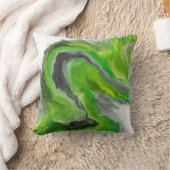 ライムグリーンの黒の灰色の宝石の調子の流動芸術の渦巻 クッション (ブランケット)