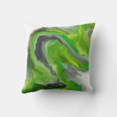 ライムグリーンの黒の灰色の宝石の調子の流動芸術の渦巻 クッション (裏面)