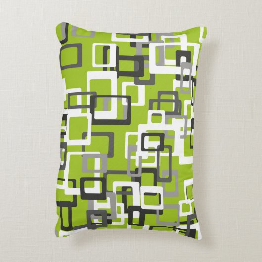 ライムグリーンの黒の灰色白の幾何学的な装飾用クッション アクセントクッション (裏面(縦))