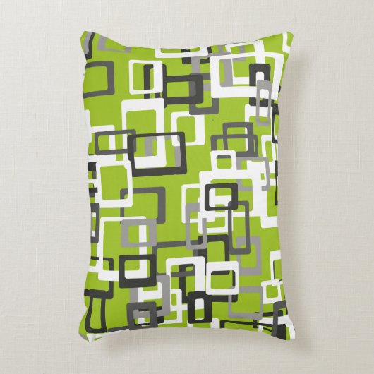 ライムグリーンの黒の灰色白の幾何学的な装飾用クッション アクセントクッション (正面(垂直))