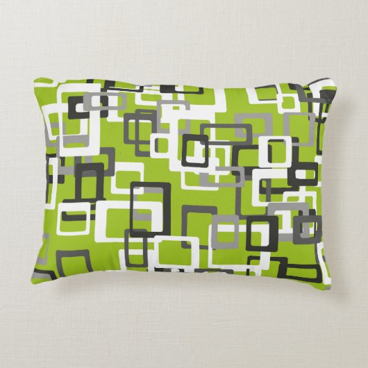 ライムグリーンの黒の灰色白の幾何学的な装飾用クッション アクセントクッション (裏面)
