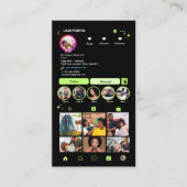 ライムグリーンのInstagramヘアサロンQRコード 名刺 (正面)