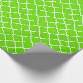 ライムグリーンのQuaterfoilの格子包装紙 ラッピングペーパー (角)