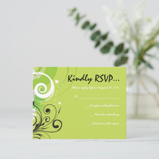 ライムグリーンは渦巻きましたり及びバルミツワーの応答カードを主演します 出欠カード (スタンド正面)