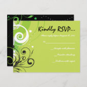 ライムグリーンは渦巻きましたり及びバルミツワーの応答カードを主演します 出欠カード (正面/裏面)