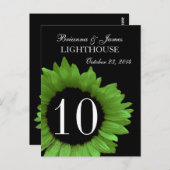 ライムグリーンひまわり結婚のテーブル番号 ポストカード (正面/裏面)