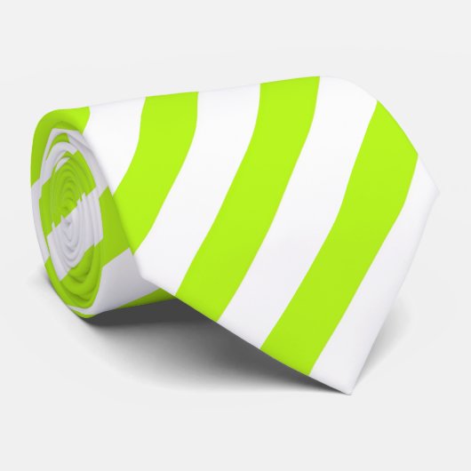ライムグリーンまたは白くストライプのなタイ ネクタイ (ロール)