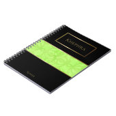 ライムグリーンろうけつ染めシンプル名 ノートブック (左側)