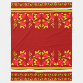 ライムグリーンを有する開花バラパターンデザイン フリースブランケット (正面)