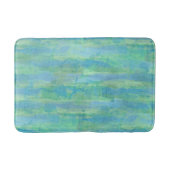 ライムグリーンアクアターコイズブルーウォーターストライプカラー バスマット (正面)