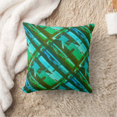 ライムグリーンアクアブラウンダイアゴナルサウスウエストルック クッション (ブランケット)