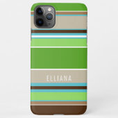 ライムグリーンアクアブルーブラウンタウペホワイトストライプホテル iPhoneケース (裏面)