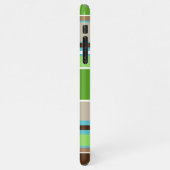 ライムグリーンアクアブルーブラウンタウペホワイトストライプホテル iPhoneケース (左側)