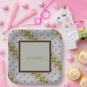 ライムグリーンアクセント ペーパープレート (パーティー)