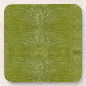 ライムグリーンアリゲータテクスチャプリント コースター (正面)