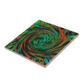 ライムグリーンアンドオレンジ抽象芸術レトロトワイル タイル (側面)