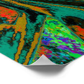 ライムグリーンアンドオレンジ抽象芸術レトロトワイル ポスター (角)