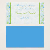 ライムグリーンアンドブルーフローラ結婚式の引き出物ラベル (正面&裏面)