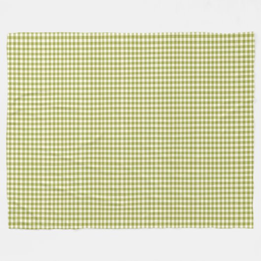 ライムグリーンアンドホワイトジンガム市松模様にコジースタイル フリースブランケット (正面(横))