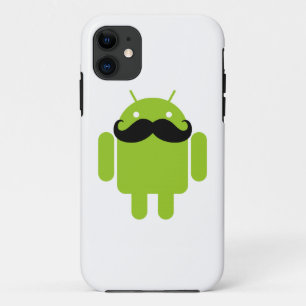 ライムグリーンアンドロイドロボット口ひげ iPhone 11 ケース