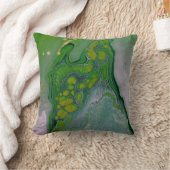 ライムグリーンイエロー流体大理石液体芸術スロー クッション (ブランケット)