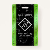 ライムグリーンエレガントフォイルブラックマーブルVIPイベント バッジ (裏面)