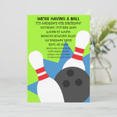 ライムグリーンオンザボールボーリングパーティの招待状 招待状 (スタンド正面)