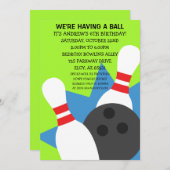 ライムグリーンオンザボールボーリングパーティの招待状 招待状 (正面/裏面)