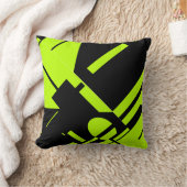 ライムグリーンオンブラックジオメトはっきりしたリ抽象デザイン クッション (ブランケット)