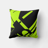ライムグリーンオンブラックジオメトはっきりしたリ抽象デザイン クッション (裏面)