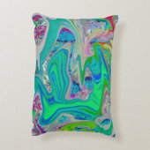 ライムグリーンカラフル抽象芸術レトロリキッドアート アクセントクッション (裏面(縦))