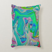 ライムグリーンカラフル抽象芸術レトロリキッドアート アクセントクッション (正面(垂直))