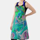 ライムグリーンカラフル抽象芸術レトロリキッドアート エプロン (インサイチュ)