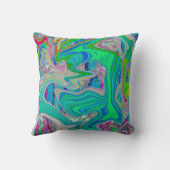ライムグリーンカラフル抽象芸術レトロリキッドアート クッション (裏面)