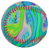 ライムグリーンカラフル抽象芸術レトロリキッドアート ソフトボール (正面左)