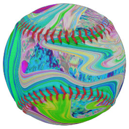 ライムグリーンカラフル抽象芸術レトロリキッドアート ソフトボール