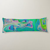 ライムグリーンカラフル抽象芸術レトロリキッドアート ボディピロー (裏面)