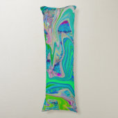 ライムグリーンカラフル抽象芸術レトロリキッドアート ボディピロー (正面縦)