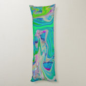 ライムグリーンカラフル抽象芸術レトロリキッドアート ボディピロー (裏面 (縦))