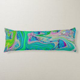 ライムグリーンカラフル抽象芸術レトロリキッドアート ボディピロー