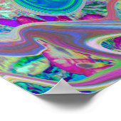 ライムグリーンカラフル抽象芸術レトロリキッドアート ポスター (角)