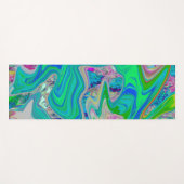 ライムグリーンカラフル抽象芸術レトロリキッドアート ヨガマット (正面(横))