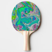 ライムグリーンカラフル抽象芸術レトロリキッドアート 卓球ラケット (裏面)