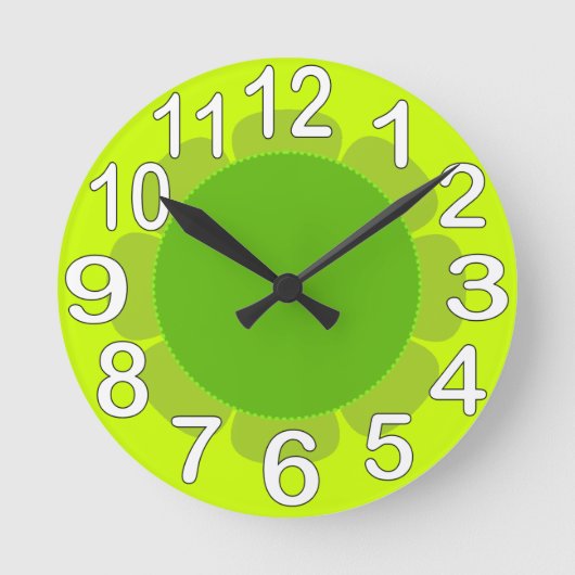 ライムグリーンカントリーキッチン ラウンド壁時計 (正面)