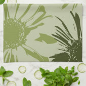 ライムグリーンガーベラフラワーズ キッチンタオル (折り畳み)