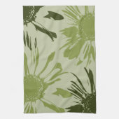 ライムグリーンガーベラフラワーズ キッチンタオル (縦)
